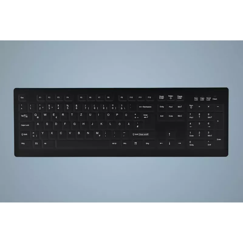 Active Key AK-C8100 klaviatūra, medicininė, USB, QWERTZ vokiečių k., juoda, viso dydžio, 105 klavišai