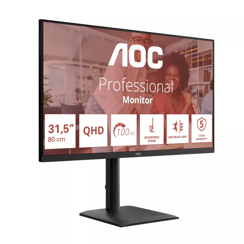 AOC E4 Q32E4U kompiuterio monitorius 80 cm (31,5 col.) 2560 x 1440 pikselių Quad HD LED juodas