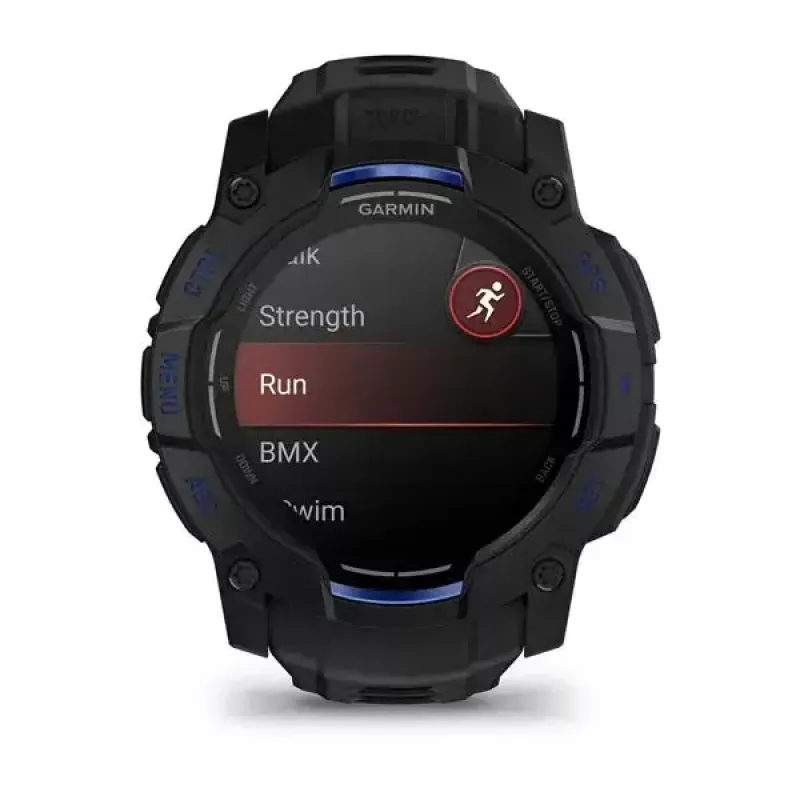 Išmanusis laikrodis GARMIN Instinct 3 45 mm, 1,3 colio AMOLED, 416×416, GPS, aliuminio / GFRP korpusas, silikoninis dirželis