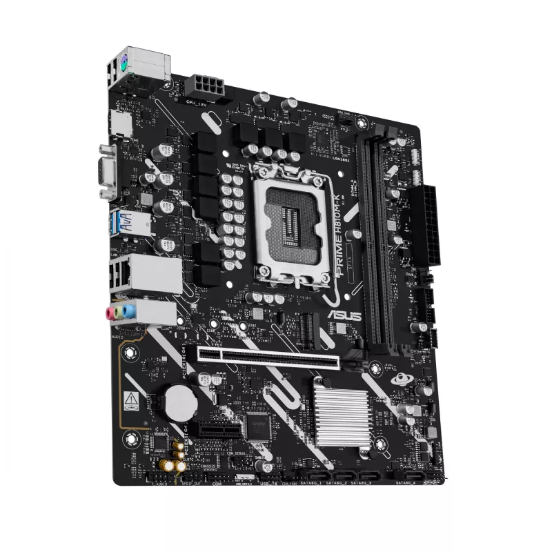 Pagrindinė plokštė ASUS PRIME H810M-K — Intel H810, LGA 1851 (Socket V1), micro ATX, DDR5, iki 128 GB, M.2 & SATA III, Gigabit Ethernet