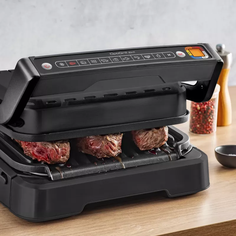 Kontaktinis grilis Tefal OptiGrill 2in1 GC7728 2100W juodas