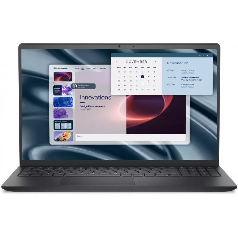 DELL Pro 15 Essential PV15255 AMD Ryzen™ 3 7320U Nešiojamasis kompiuteris 39,6 cm (15,6 colių) Full HD 8 GB LPDDR5-SDRAM 512 GB SSD Wi-Fi 5 (802.11ac) Windows 11 Pro Vokiška Juoda