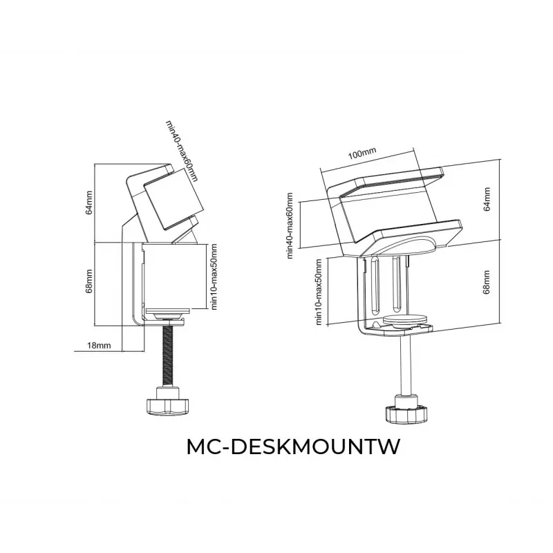 MicroConnect MC-DESKMOUNTW stalo spaustukas maitinimo lizdų juostoms