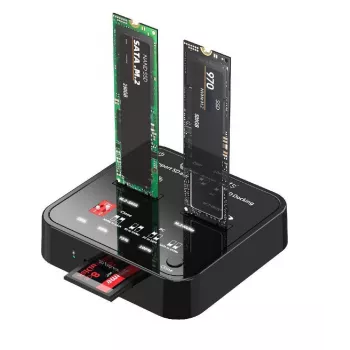 Laikmenų kopijavimo įrenginys CoreParts MS-CLONER-M2-SD juodas USB Type-C M.2