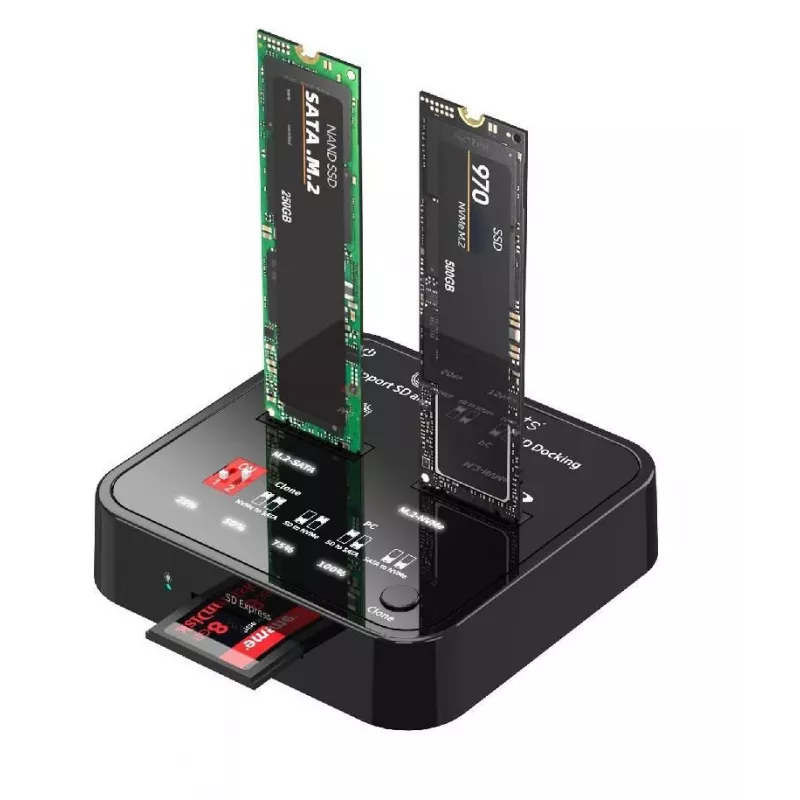 Laikmenų kopijavimo įrenginys CoreParts MS-CLONER-M2-SD juodas USB Type-C M.2