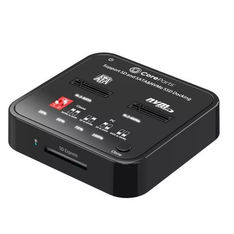 Laikmenų kopijavimo įrenginys CoreParts MS-CLONER-M2-SD juodas USB Type-C M.2