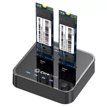 CoreParts MS-CLONER-NVME laikmenų dokinė stotelė USB 3.2 Gen 2 (3.1 Gen 2) Type-C juoda