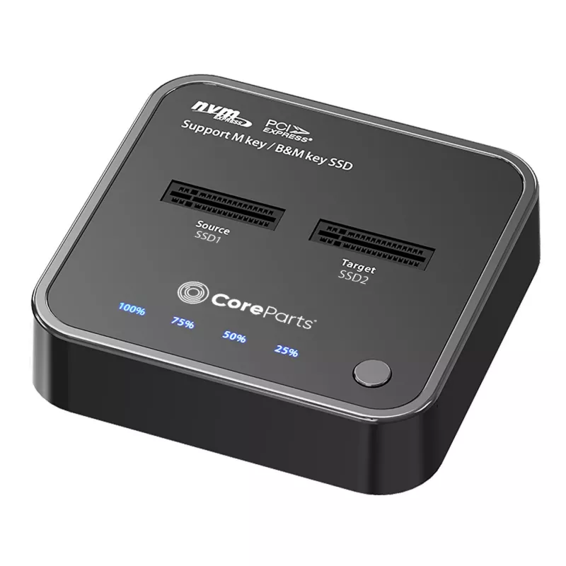 CoreParts MS-CLONER-NVME laikmenų dokinė stotelė USB 3.2 Gen 2 (3.1 Gen 2) Type-C juoda