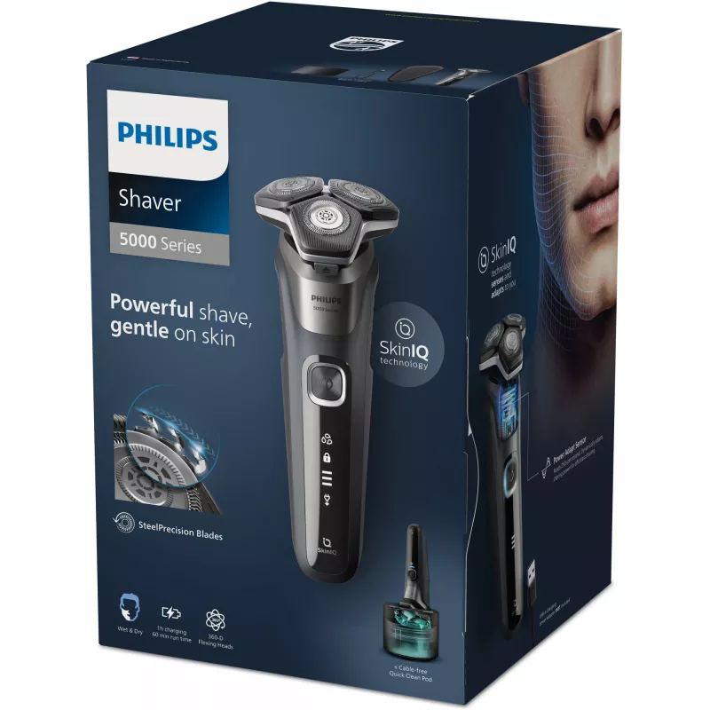 Elektrinis skutimosi peiliukas Philips SHAVER Series 5000 S5887/50 Šlapiam ir sausam skutimuisi su SteelPrecision peiliukais