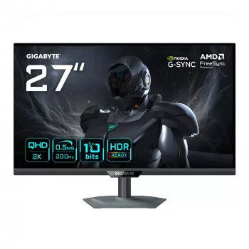 GIGABYTE G27Q20 27 inch QHD žaidimų monitorius - 2560 x 1440, 200 Hz, 0,5 ms, 350 cd/m², suderinamas su G-Sync, FreeSync Premium, HDR10, HDMI 2.0, DisplayPort 1.4