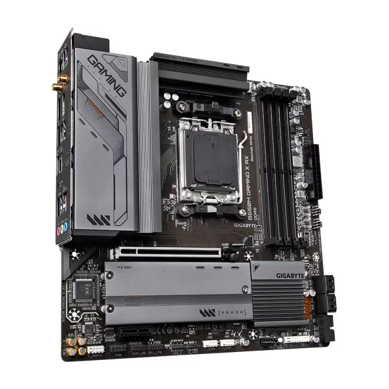 Pagrindinė plokštė GIGABYTE B650M GAMING X AX — AMD B650, Socket AM5, Micro ATX, DDR5, 4 DIMM, 2x M.2, Wi‑Fi 6E, 2.5GbE