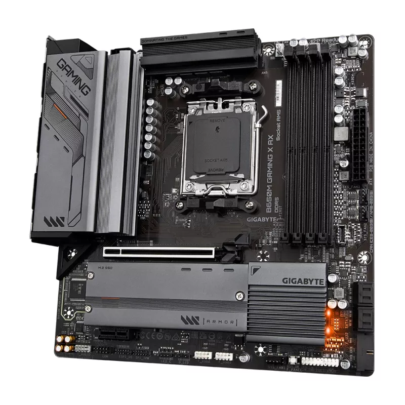 Pagrindinė plokštė GIGABYTE B650M GAMING X AX — AMD B650, Socket AM5, Micro ATX, DDR5, 4 DIMM, 2x M.2, Wi‑Fi 6E, 2.5GbE