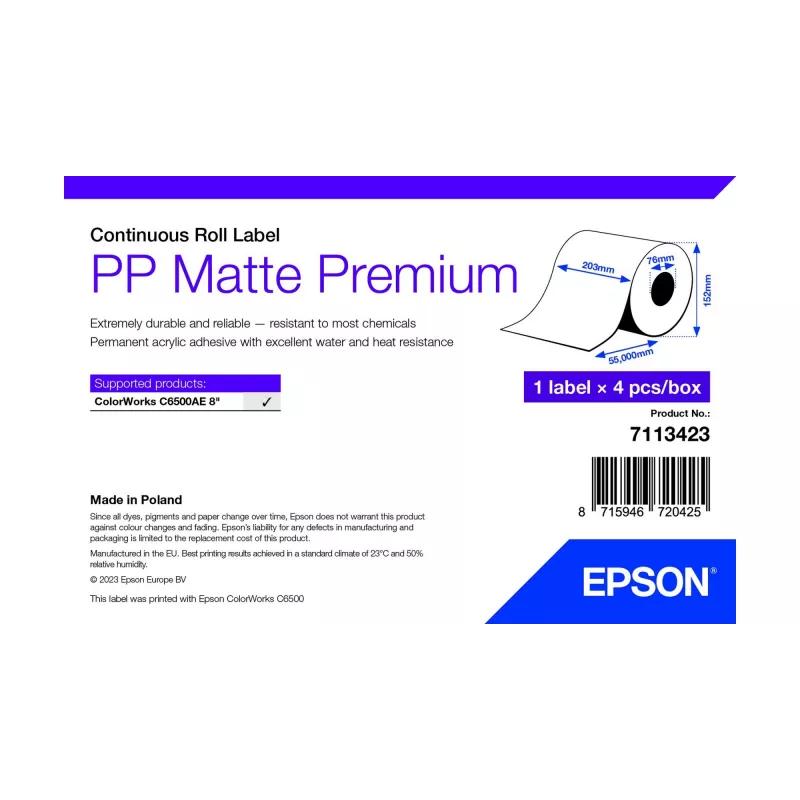 Lipnus spausdintuvo etiketė Epson 7113423 Balta 20,3 cm x 55 m