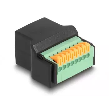 “DeLOCK” RJ45 lizdas prie gnybtų bloko adapteris, juodas, žalias, 1 vnt.