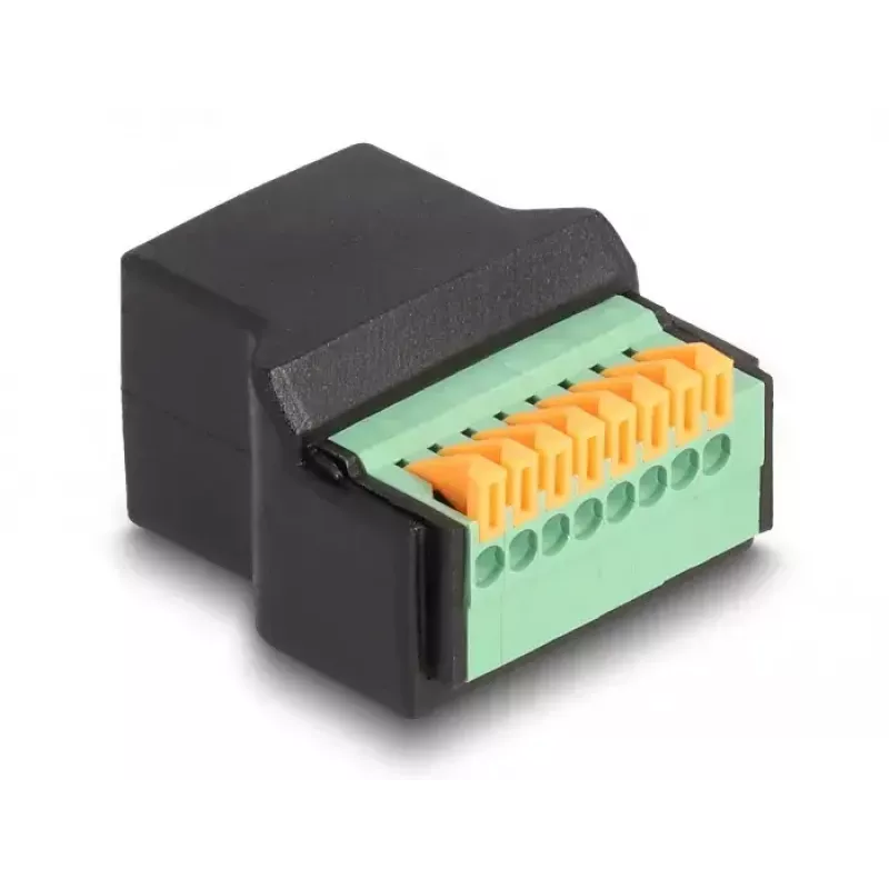 “DeLOCK” RJ45 lizdas prie gnybtų bloko adapteris, juodas, žalias, 1 vnt.