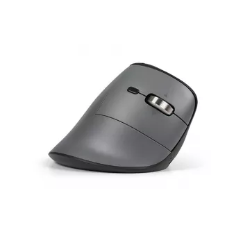 BakkerElkhuizen FastForward Pro pelė, dešiniarankiams, vertikalus dizainas, optinė, RF belaidė + Bluetooth + USB Type-C, 5000 DPI, juoda, pilka