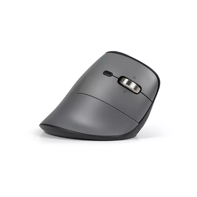 BakkerElkhuizen FastForward Pro pelė, dešiniarankiams, vertikalus dizainas, optinė, RF belaidė + Bluetooth + USB Type-C, 5000 DPI, juoda, pilka