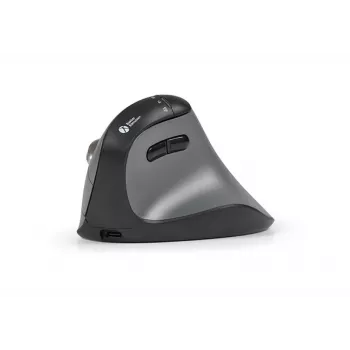 BakkerElkhuizen FastForward Pro pelė, dešiniarankiams, vertikalus dizainas, optinė, RF belaidė + Bluetooth + USB Type-C, 5000 DPI, juoda, pilka