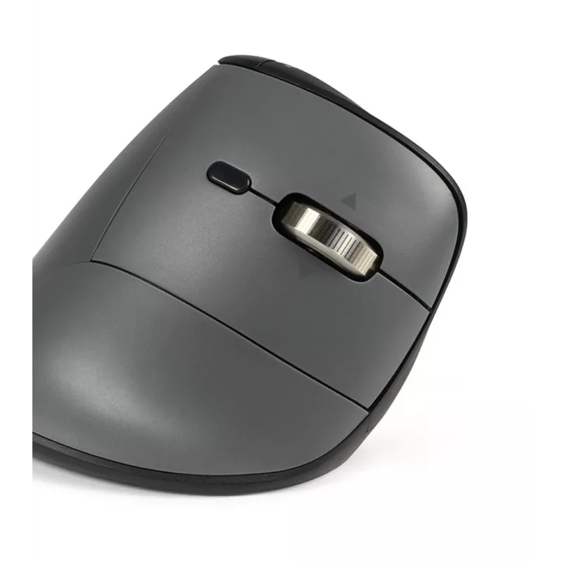BakkerElkhuizen FastForward Pro pelė, dešiniarankiams, vertikalus dizainas, optinė, RF belaidė + Bluetooth + USB Type-C, 5000 DPI, juoda, pilka