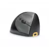 BakkerElkhuizen Handshake pelė Right, dešiniarankiams, vertikalus dizainas, optinė, RF belaidė + Bluetooth + USB Type-C, 6400 DPI, juoda, pilka