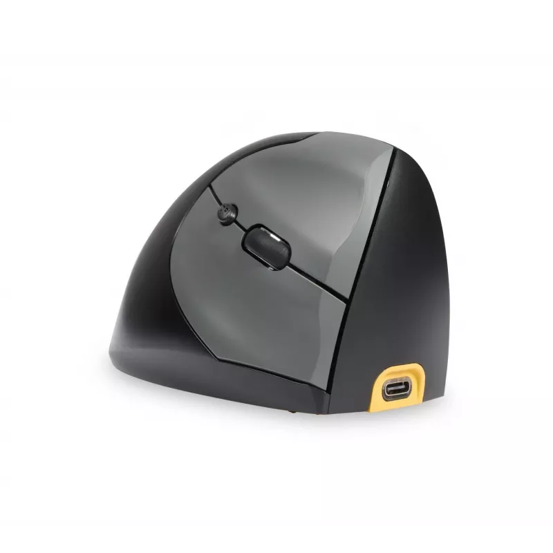 BakkerElkhuizen Handshake pelė Right, dešiniarankiams, vertikalus dizainas, optinė, RF belaidė + Bluetooth + USB Type-C, 6400 DPI, juoda, pilka