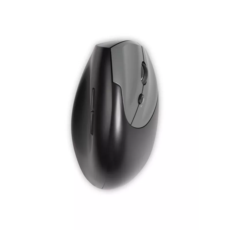 BakkerElkhuizen Handshake pelė Right, dešiniarankiams, vertikalus dizainas, optinė, RF belaidė + Bluetooth + USB Type-C, 6400 DPI, juoda, pilka