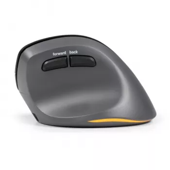 BakkerElkhuizen PRF Pro pelė dešiniarankiams, Dešiniarankė, Vertikalus dizainas, Optinė, RF belaidė + Bluetooth + USB Type-C, 2400 DPI, Juoda, Pilka