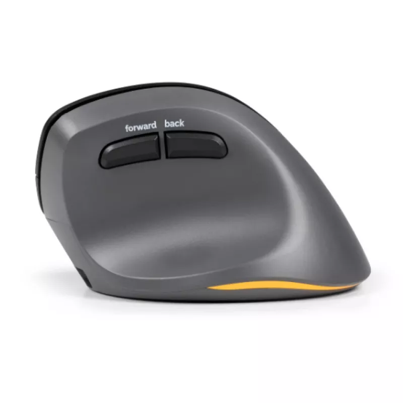 BakkerElkhuizen PRF Pro pelė dešiniarankiams, Dešiniarankė, Vertikalus dizainas, Optinė, RF belaidė + Bluetooth + USB Type-C, 2400 DPI, Juoda, Pilka