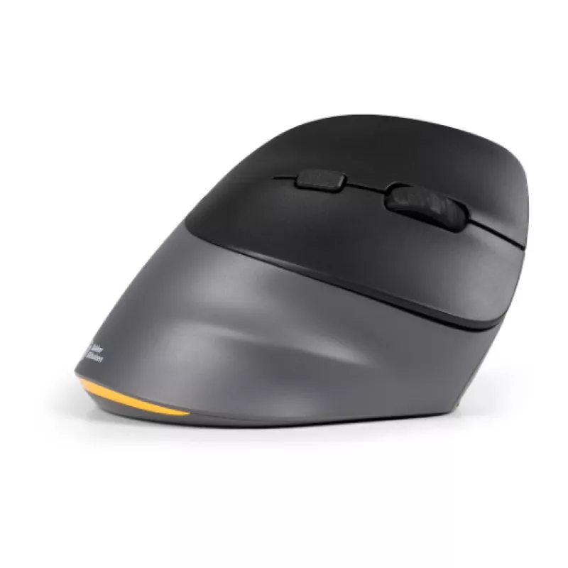 BakkerElkhuizen PRF Pro pelė dešiniarankiams, Dešiniarankė, Vertikalus dizainas, Optinė, RF belaidė + Bluetooth + USB Type-C, 2400 DPI, Juoda, Pilka