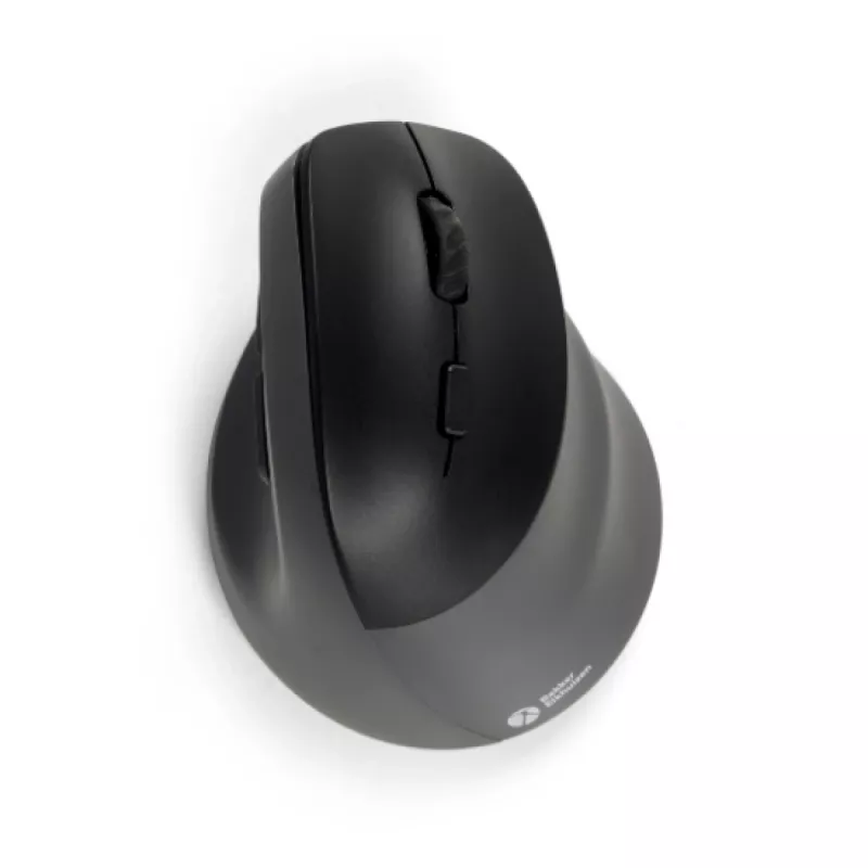 BakkerElkhuizen PRF Pro pelė dešiniarankiams, Dešiniarankė, Vertikalus dizainas, Optinė, RF belaidė + Bluetooth + USB Type-C, 2400 DPI, Juoda, Pilka