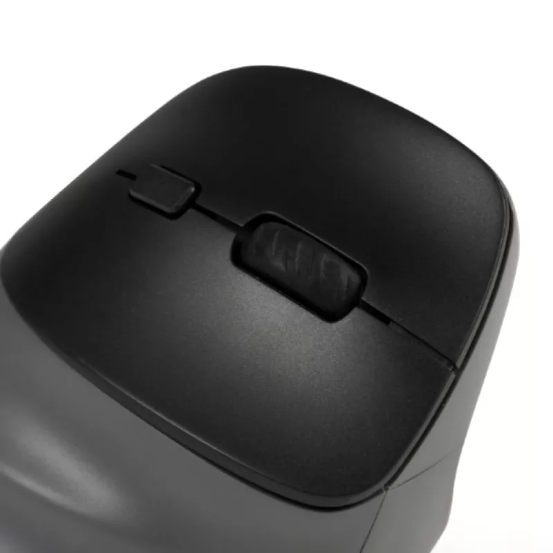 BakkerElkhuizen PRF Pro pelė dešiniarankiams, Dešiniarankė, Vertikalus dizainas, Optinė, RF belaidė + Bluetooth + USB Type-C, 2400 DPI, Juoda, Pilka
