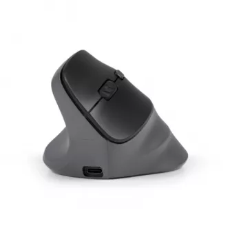 BakkerElkhuizen PRF Pro pelė Kairė, Kairiarankė, Vertikalus dizainas, Optinė, RF belaidė + Bluetooth + USB Type-C, 2400 DPI, Juoda, Pilka