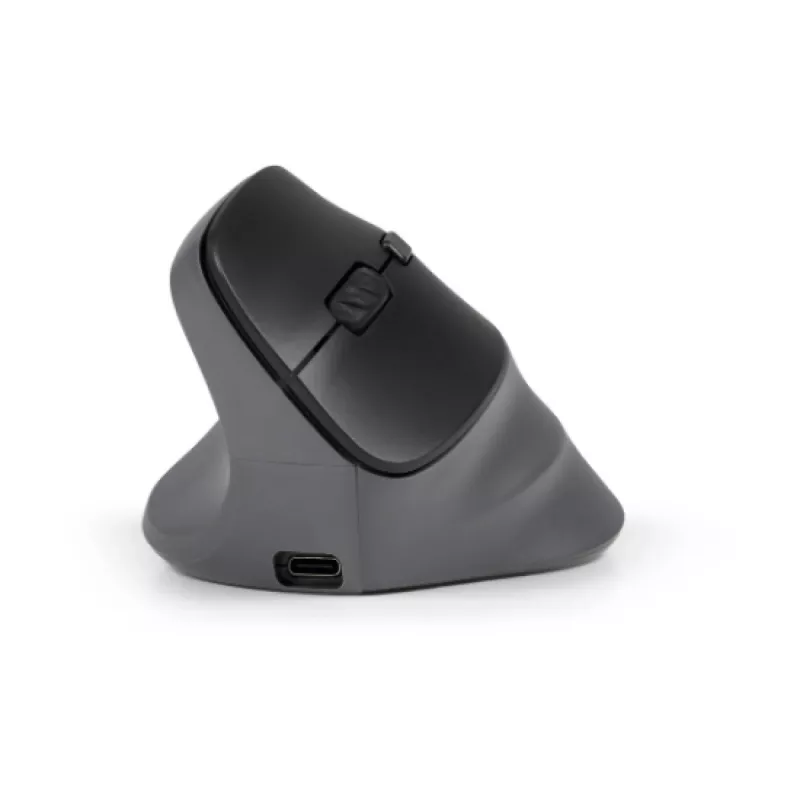 BakkerElkhuizen PRF Pro pelė Kairė, Kairiarankė, Vertikalus dizainas, Optinė, RF belaidė + Bluetooth + USB Type-C, 2400 DPI, Juoda, Pilka