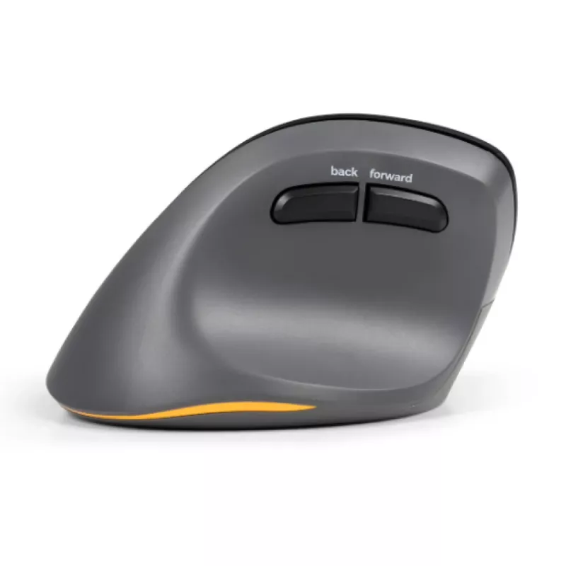 BakkerElkhuizen PRF Pro pelė Kairė, Kairiarankė, Vertikalus dizainas, Optinė, RF belaidė + Bluetooth + USB Type-C, 2400 DPI, Juoda, Pilka