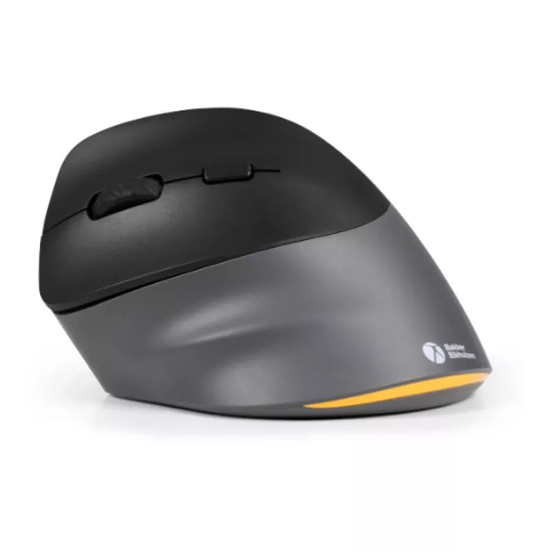 BakkerElkhuizen PRF Pro pelė Kairė, Kairiarankė, Vertikalus dizainas, Optinė, RF belaidė + Bluetooth + USB Type-C, 2400 DPI, Juoda, Pilka