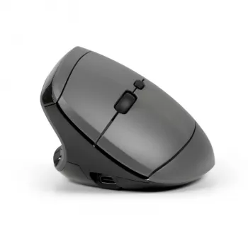 BakkerElkhuizen MidWay pelė Kairė, Kairiarankiams, Vertikalus dizainas, Optinė, RF belaidė + Bluetooth + USB Type-C, 2400 DPI, Pilka, Juoda