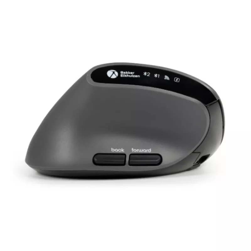 BakkerElkhuizen MidWay pelė Kairė, Kairiarankiams, Vertikalus dizainas, Optinė, RF belaidė + Bluetooth + USB Type-C, 2400 DPI, Pilka, Juoda