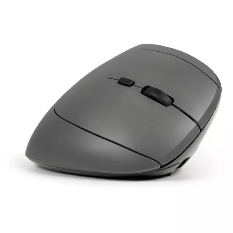 BakkerElkhuizen MidWay pelė Dešinė, Dešiniarankiams, Vertikalus dizainas, Optinė, RF belaidė + Bluetooth + USB Type-C, 2400 DPI, Pilka, Juoda