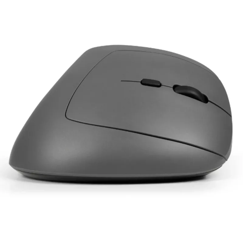 BakkerElkhuizen MidWay pelė Dešinė, Dešiniarankiams, Vertikalus dizainas, Optinė, RF belaidė + Bluetooth + USB Type-C, 2400 DPI, Pilka, Juoda
