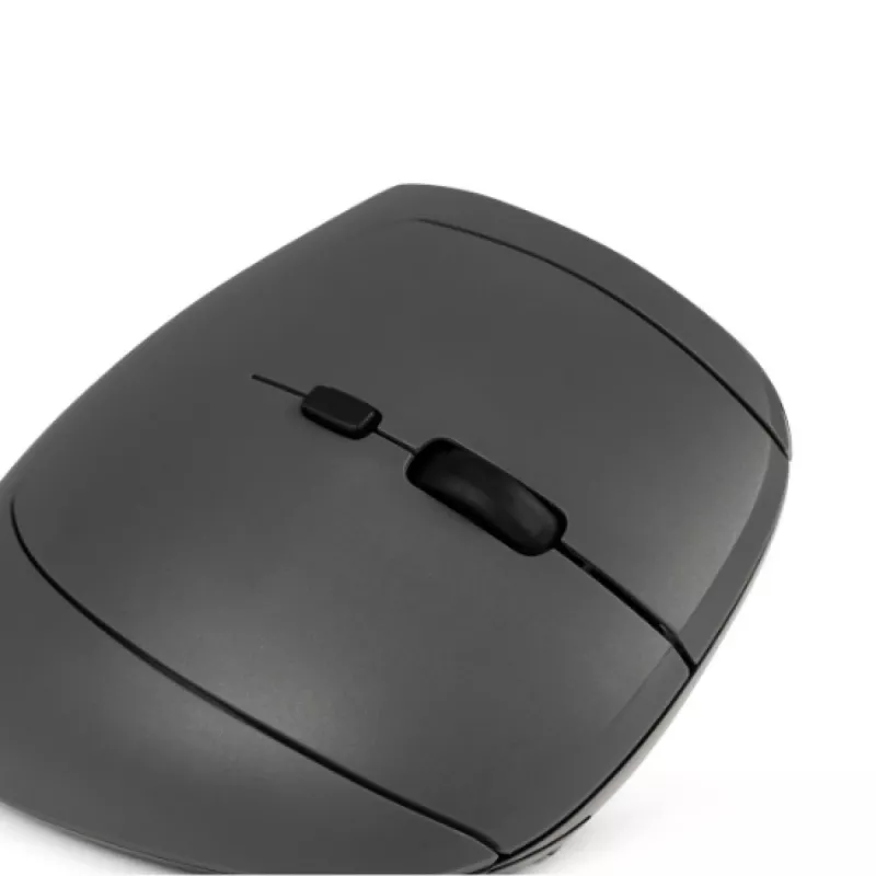 BakkerElkhuizen MidWay pelė Dešinė, Dešiniarankiams, Vertikalus dizainas, Optinė, RF belaidė + Bluetooth + USB Type-C, 2400 DPI, Pilka, Juoda