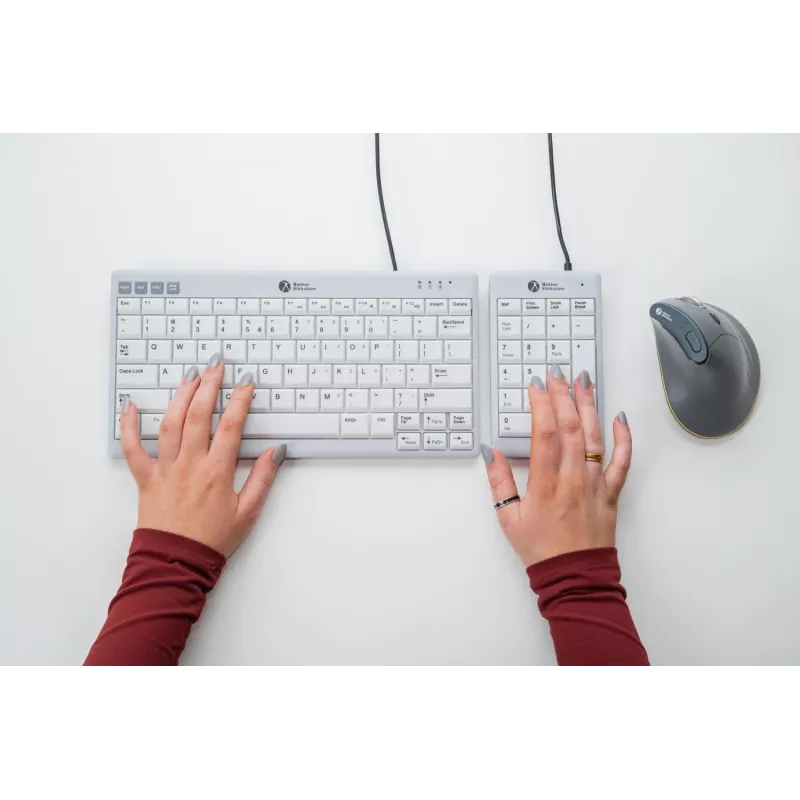 BakkerElkhuizen UltraBoard 955 V2 Numeric, USB, 22, Nešiojamasis kompiuteris / PC, 1.5 m, Tamsiai pilka, Šviesiai pilka