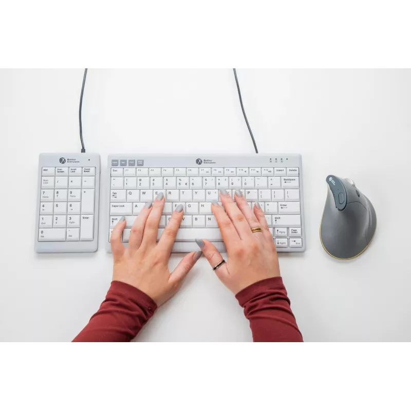 BakkerElkhuizen UltraBoard 955 V2 Numeric, USB, 22, Nešiojamasis kompiuteris / PC, 1.5 m, Tamsiai pilka, Šviesiai pilka