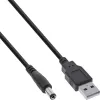 InLine USB DC maitinimo adapterio kabelis, USB A kištukas į DC 5,5x2,10 mm lizdą, juodas, 1 m