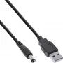 InLine USB DC maitinimo adapterio kabelis, USB A kištukas į DC 5,5x2,10 mm lizdą, juodas, 1 m