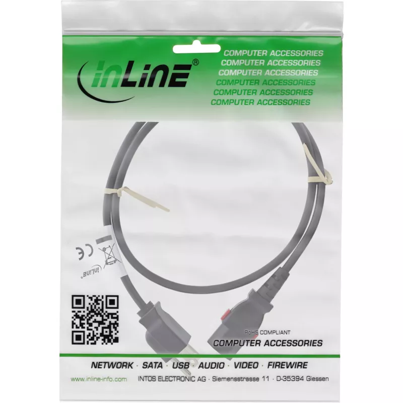 InLine 16952U maitinimo laidas, juodas, 2 m, IEC C13, NEMA 5-15P