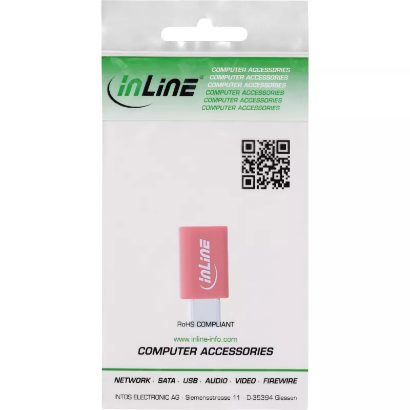 Jungčių adapteris InLine 31650 — USB-C į USB-C, raudonas, 0,003 kg