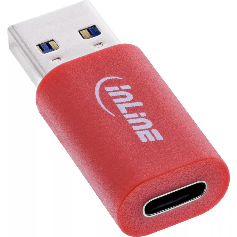InLine 31652 kabelio lyties keitiklis USB-A USB-C raudonas