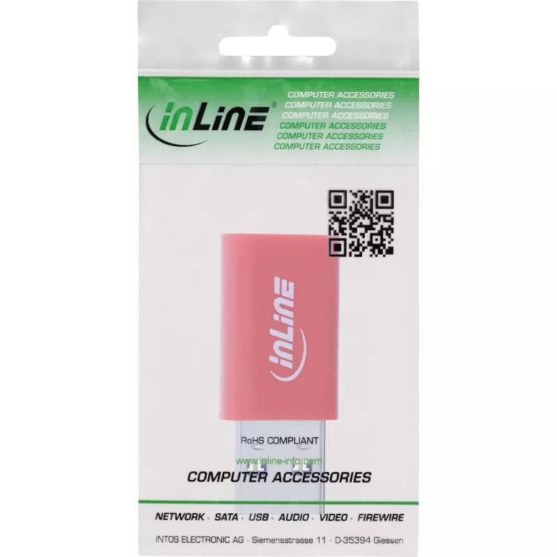 InLine 31652 kabelio lyties keitiklis USB-A USB-C raudonas