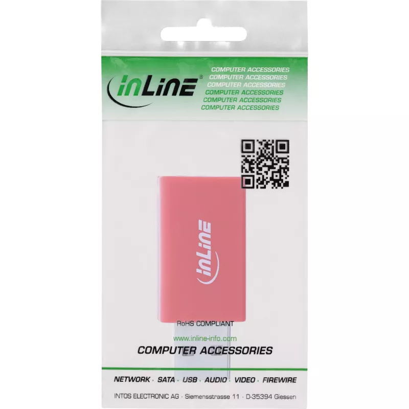 Adapterio kabelis InLine 31653 USB-A į USB-A, USB 2.0, raudonas