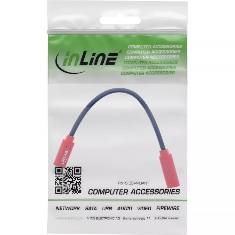 InLine USB-C lyčių keitiklio adapteris 31654, USB-C į USB-C, 0,2 m, raudonas